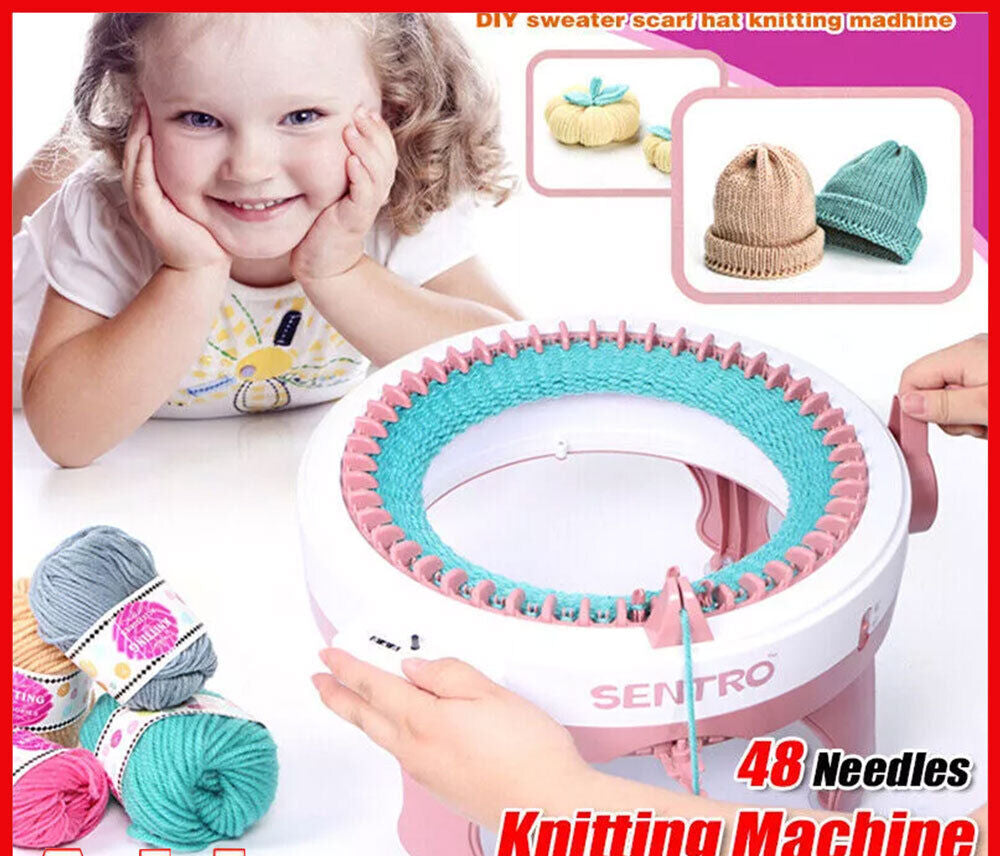 48 Needle Knitting Machine Smart DIY Weaving Knit Rotating Kids Scarf Sock Hat
