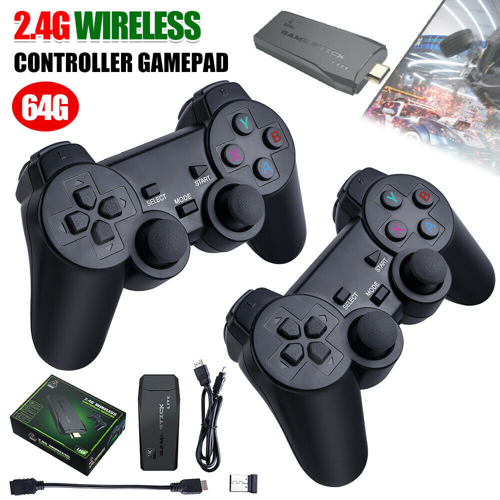 4K HDMI TV 20000+ Video Game Stick Retro Gaming Plug & Play Console With 2 Wireless Controller 