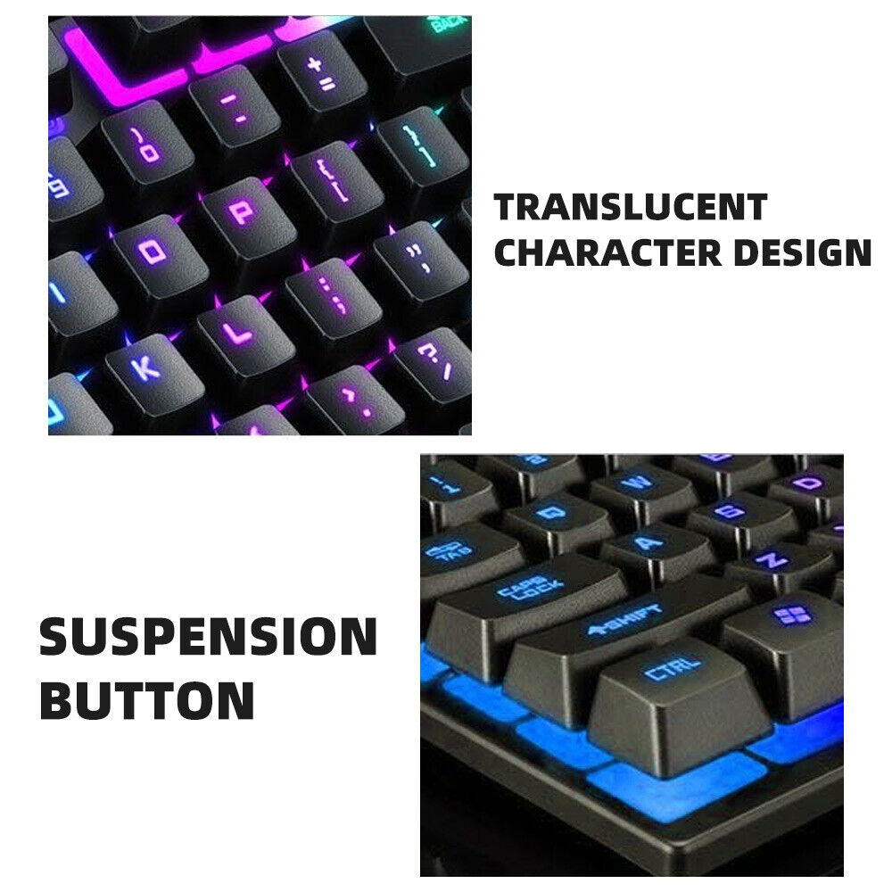T6 USB Wired Mechanical Gaming Keyboard104 Keys RGB LED Backlit for Windows 