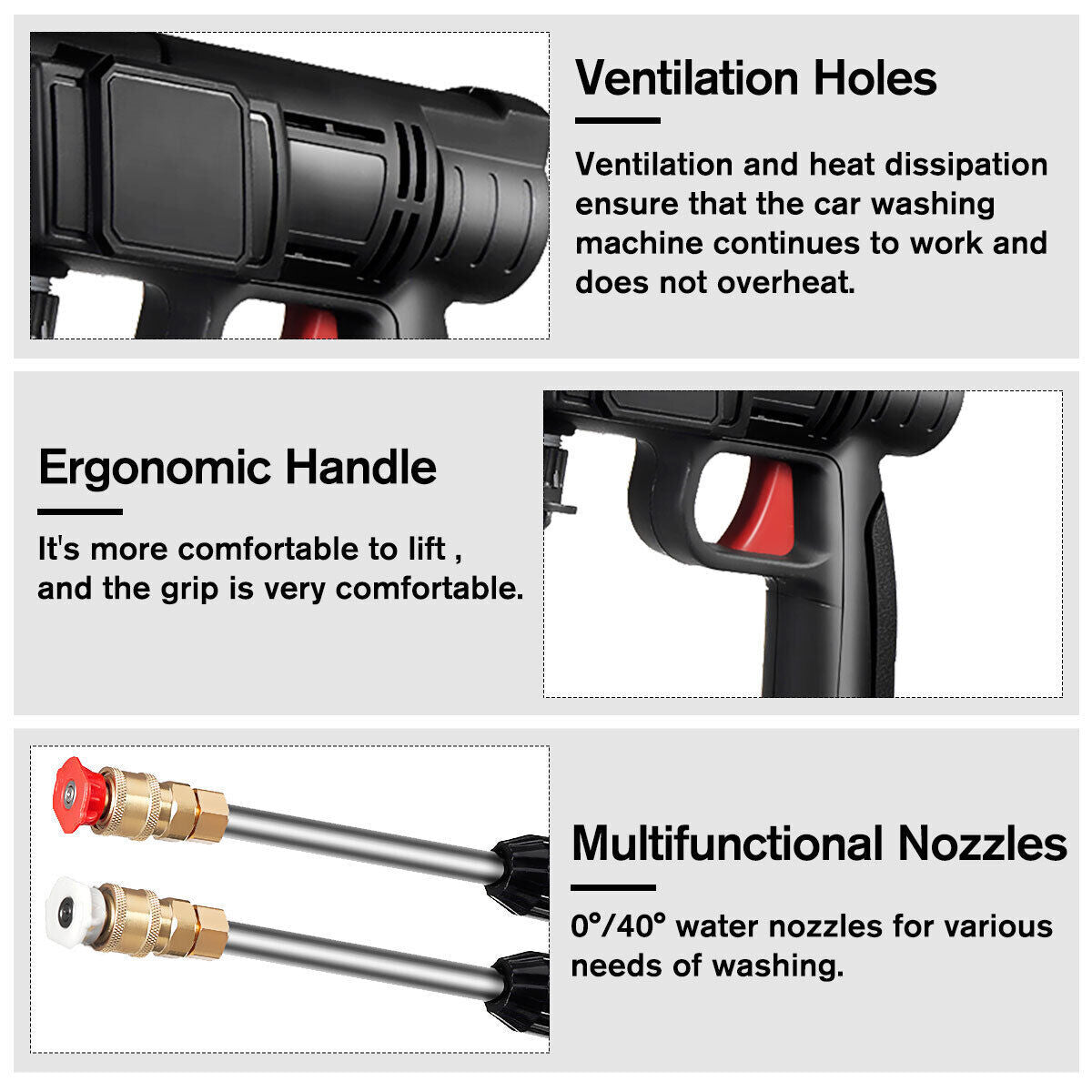 Cordless Electric High Pressure Water Spray Gun Car Washer Cleaner W/ 2 Battery