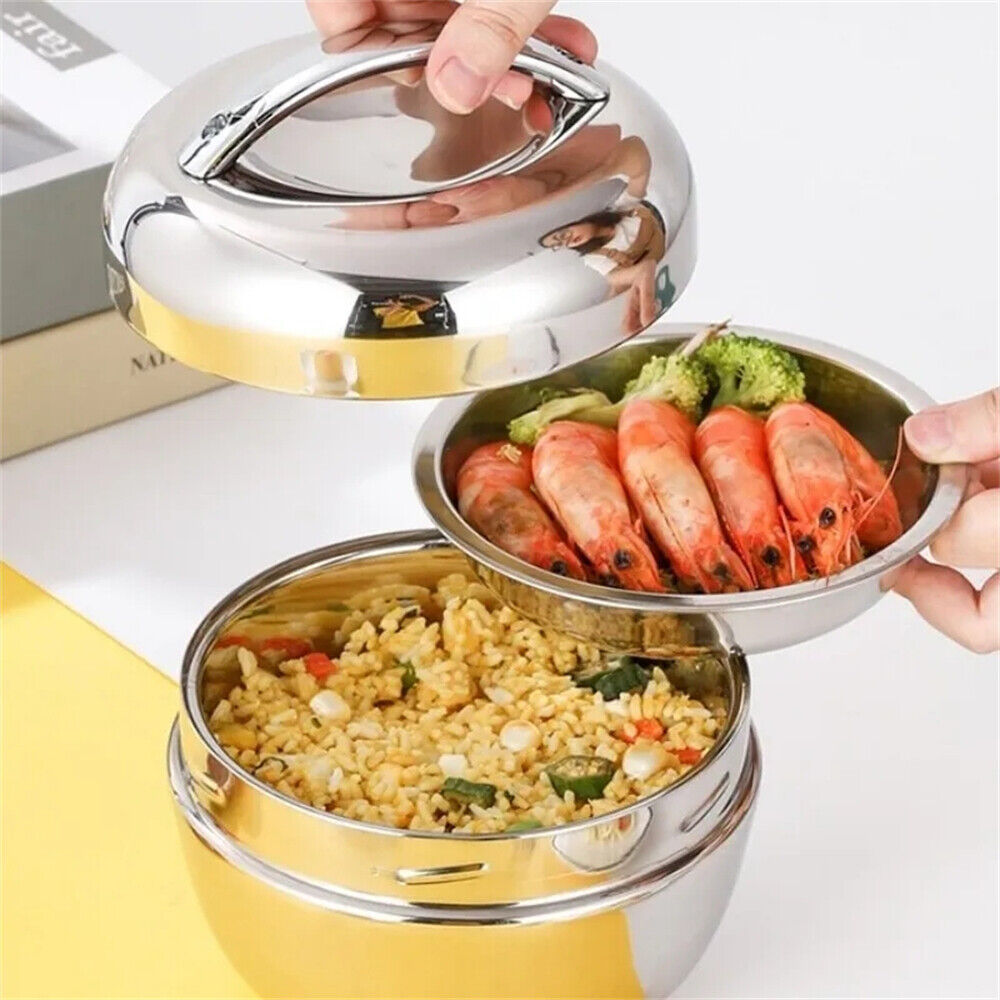 Stainless Steel Thermo Insulated Thermal Lunch Bento Box round Food Container
