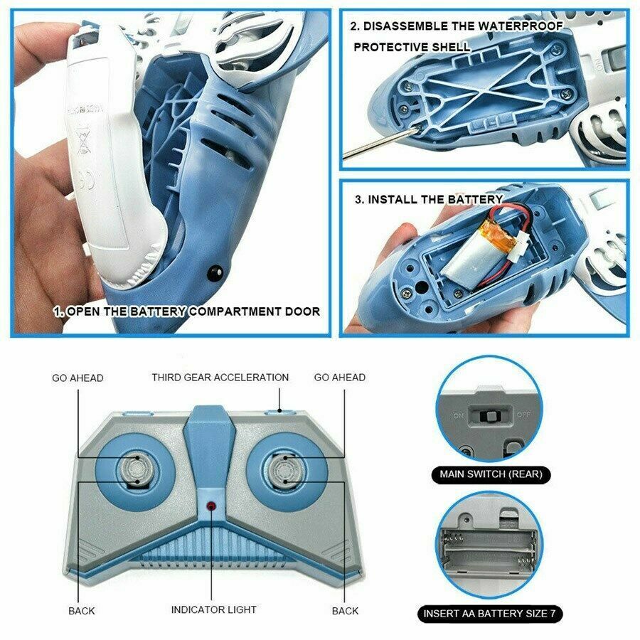 Whale Child Adult Prank Shark Electric Rc Remote Control Water Pool Lake Kid Toy