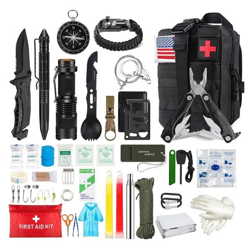 39In1 Tactical Emergency Outdoor Survival Kit Hiking Camping SOS Tool Equipment
