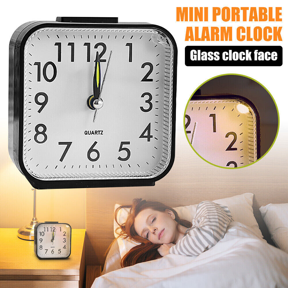 Quartz Alarm Clock with Night Light Notick Quiet Concise Design Snooze Silent Small Bedside Clock