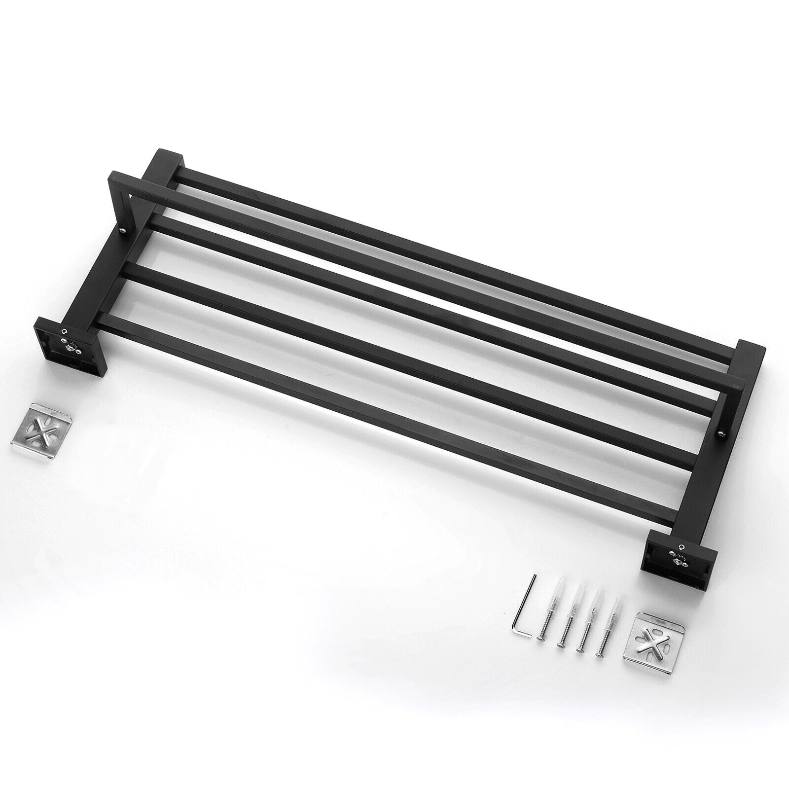 ACA Bath Towel Rail Rack Hook Toilet Brush Paper Holder Accessory Black