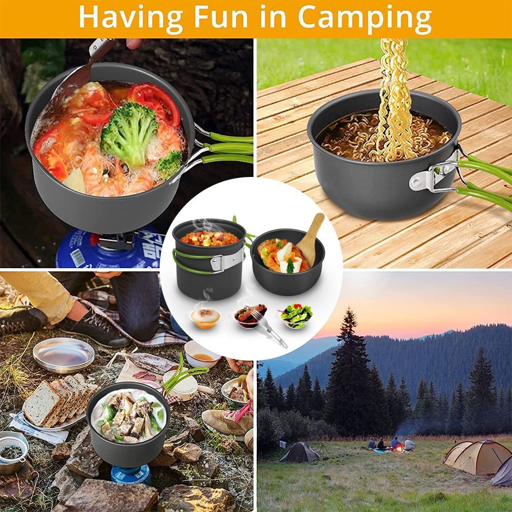 Outdoor Portable Camping Cookware Set Hiking Cooking Pot Gas Stove Tableware Kit