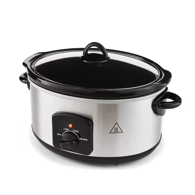 New 5L Slow Cooker+Stainless Steel With Overnight Cooker With Removable Ceramic Pot