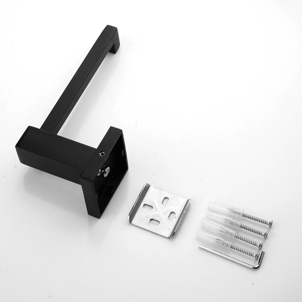 ACA Bath Towel Rail Rack Hook Toilet Brush Paper Holder Accessory Black