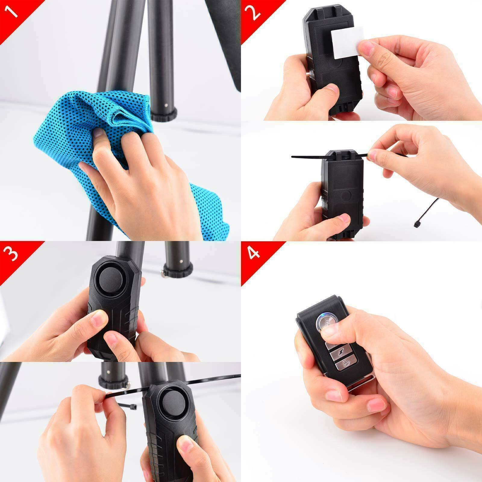 113Db Bike Motorcycle Alarm Anti-Theft Vibration Bicycle Security with Remote 