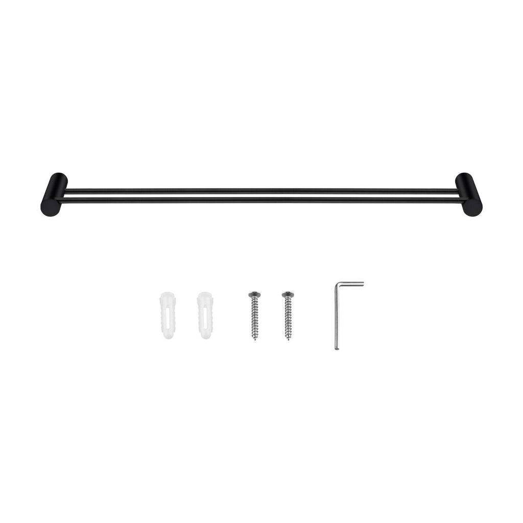 ACA Bath Towel Rail Rack Hook Toilet Brush Paper Holder Accessory Black