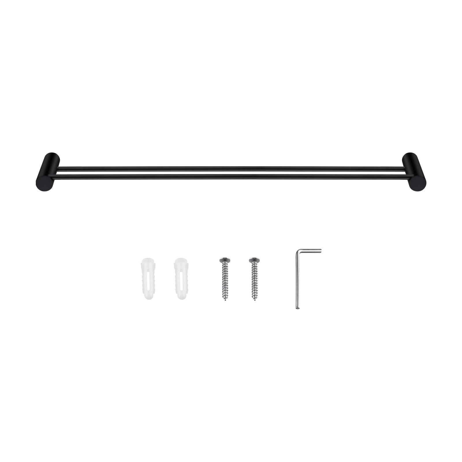 ACA Bath Towel Rail Rack Hook Toilet Brush Paper Holder Accessory Black