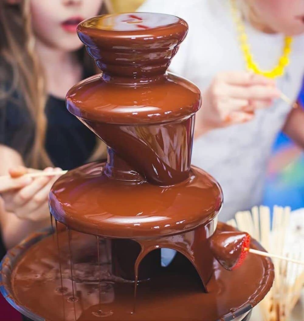 New Large 3-Tier Stainless Steel Chocolate Fondue Fountain with 500Ml Capacity