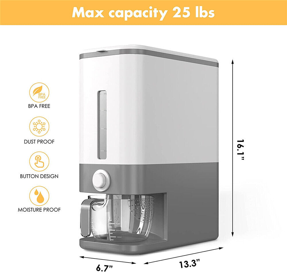 Auto Plastic Dry Food Storage Dispenser Container Airtight Cereal Rice Lid Box