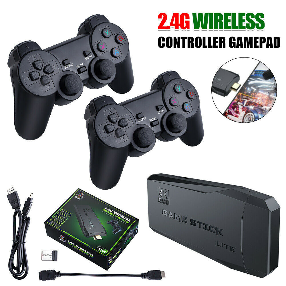 4K HDMI TV 20000+ Video Game Stick Retro Gaming Plug & Play Console With 2 Wireless Controller 
