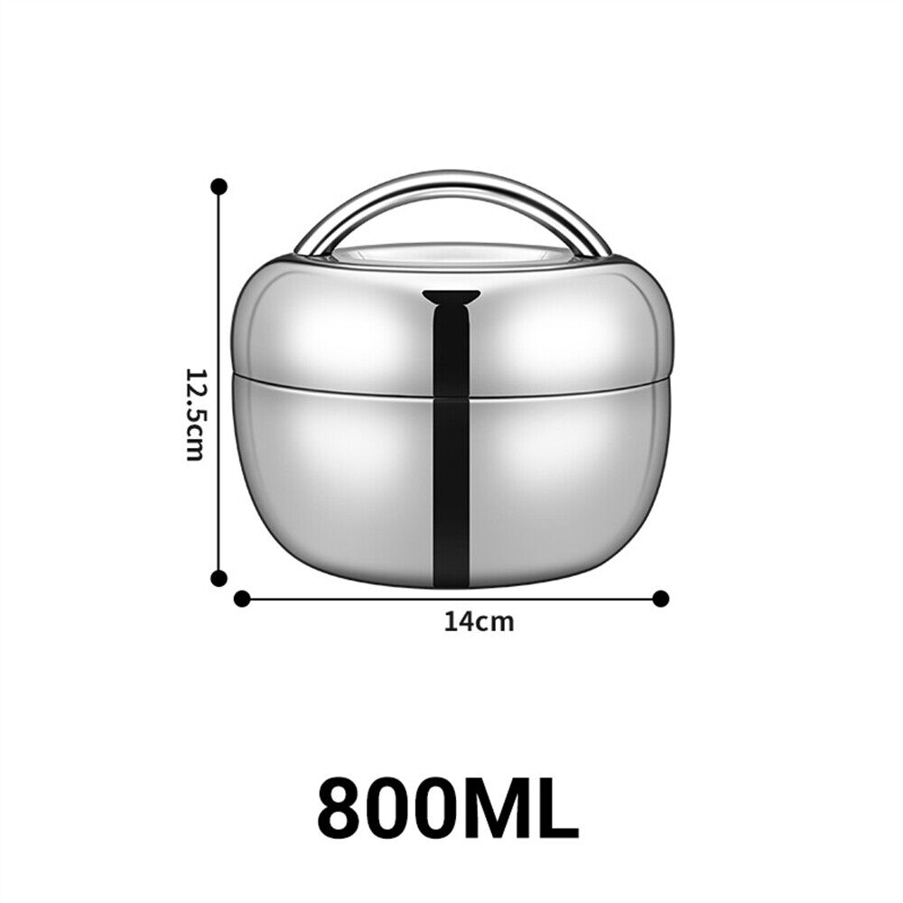 Stainless Steel Thermo Insulated Thermal Lunch Bento Box round Food Container