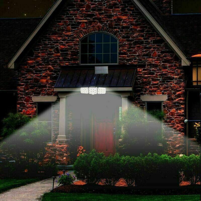 138 LED 3 Head Solar Motion Sensor Light Outdoor Garden Wall Security Flood Lamp