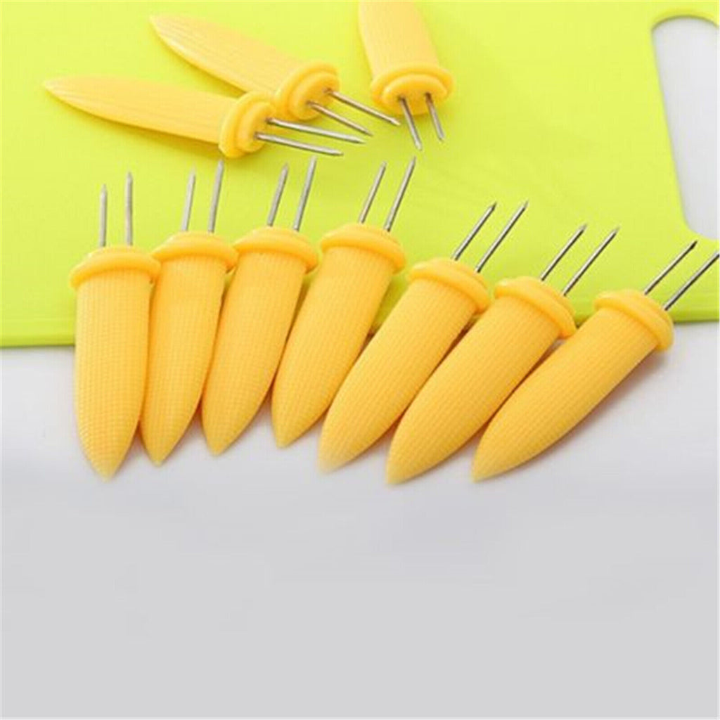 10X Corn Cob Holders Skewers Barbecue Fork Fruit Holder BBQ Kitchen Accessories