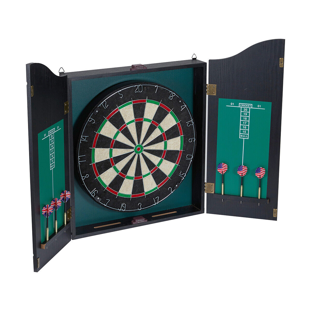 Dartboard in Wooden Cabinet W/ Score Board Case Game Darts Pub Style Dart Board