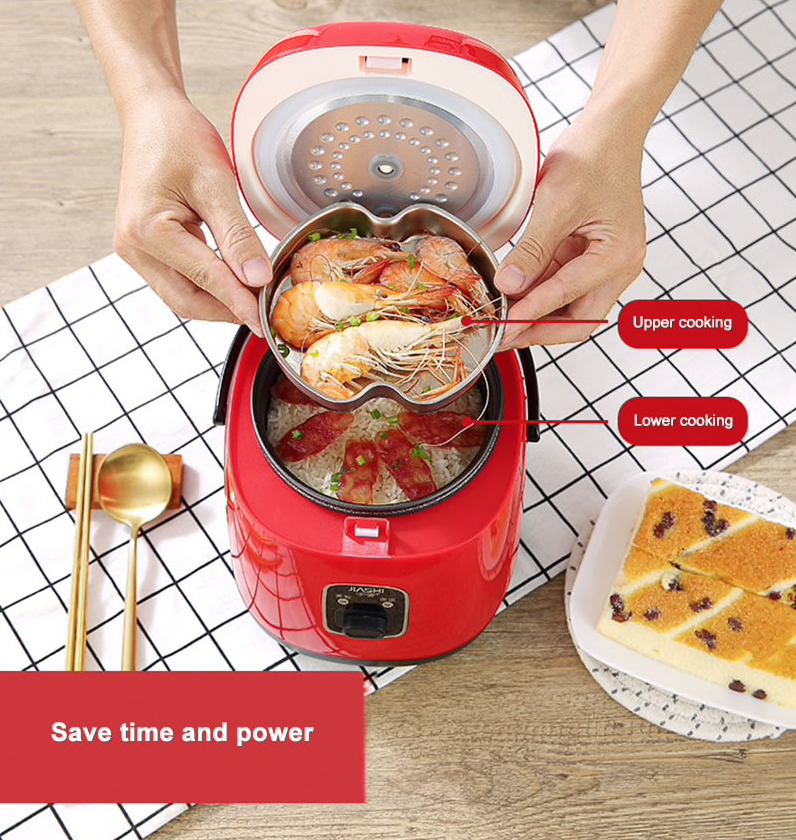 Electric Aluminum 1.2L Mini Rice Cooker W Steamer Hot Pot 4 Household 1-2 People 