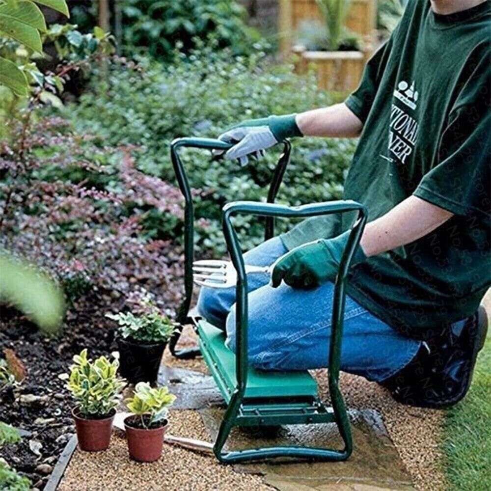 2 in1 Garden Kneeler and Seat Foldable Tool Pouch Home Outdoor Bench Knee Pad