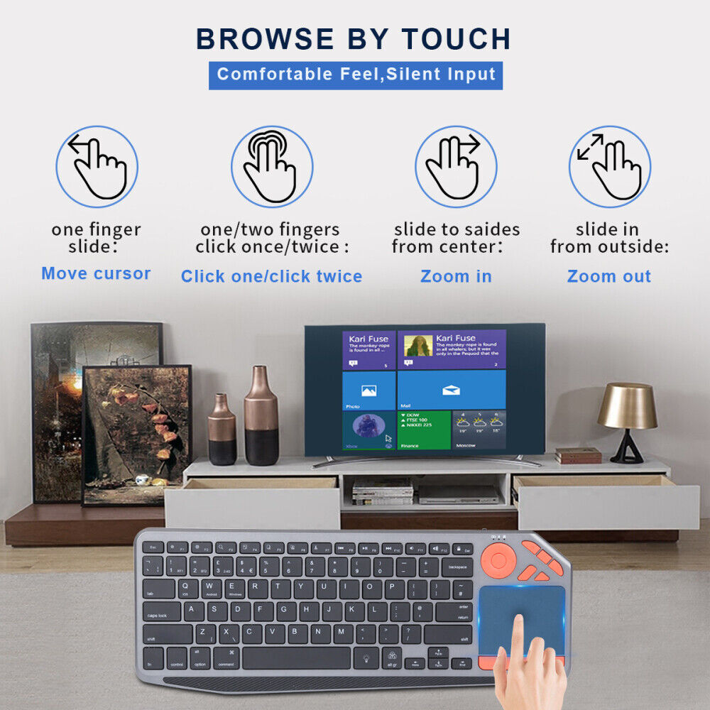 2.4G Wireless TV Backlit Touchpad Keyboard for Ipad, Android Tablets, Windows