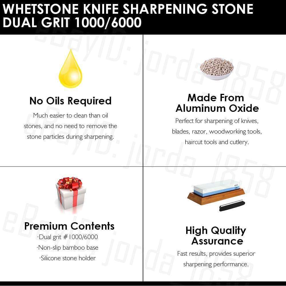 Dual Whetstone Knife Sharpening Stone 1000/6000 Grit Water Wet Stone Sharpener