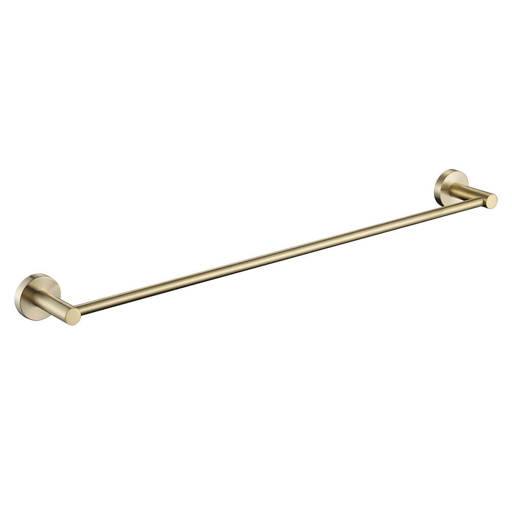 Brushed Gold Set Toilet Paper Holder Robe Hooks Towel Rail Rack Shelf Bathroom