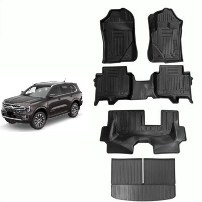 3D TPE Floor Mats Boot Liner Cargo Carpet For Ford Everest 2022-2025 7 Seater