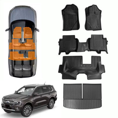 3D TPE Floor Mats Boot Liner Cargo Carpet For Ford Everest 2022-2025 7 Seater