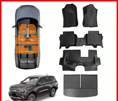 3D TPE Floor Mats Boot Liner Cargo Carpet For Ford Everest 2022-2025 7 Seater
