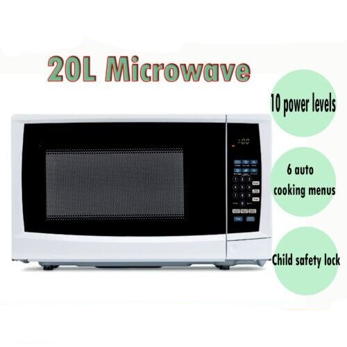 Microwave Oven 20L Electric 10 Power Levels 6 Auto Cooking Menu 1200W