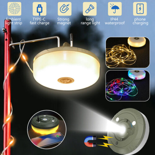 10M 2In 1 LED Camping String Lights Portable Stowable Retractable Fairy Lights