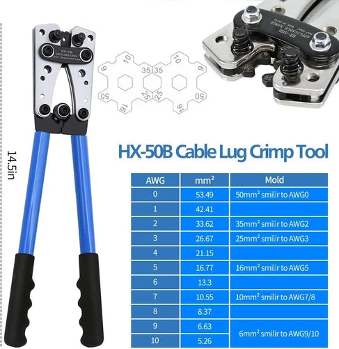 Crimping Pliers Cable Plug Terminal Hex Crimping Tool Battery Crimper 6-50Mm²