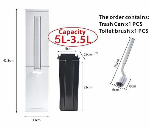 Slim Dustbin Garbage Bin With Toilet Brush Lid Bathroom Trash Can Waste Basket