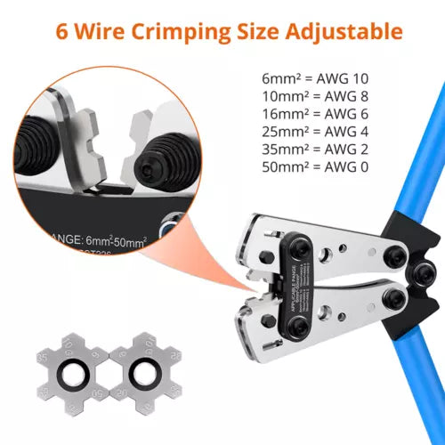 Crimping Pliers Cable Plug Terminal Hex Crimping Tool Battery Crimper 6-50Mm²