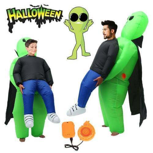 Scary Halloween Green Alien Inflatable Kid Costume Blow up Suits Party Dress