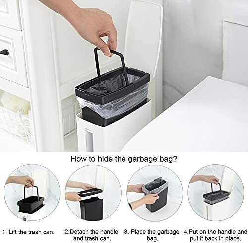 Slim Dustbin Garbage Bin With Toilet Brush Lid Bathroom Trash Can Waste Basket