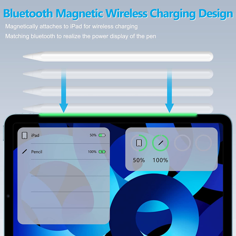 Apple Compatible Pencil 2nd Generation  With Magnetic Attach And  Bluetooth Wireless Charging Compatible Stylus For IPad Mini, Pro 11, 12, Air 4, Air 5