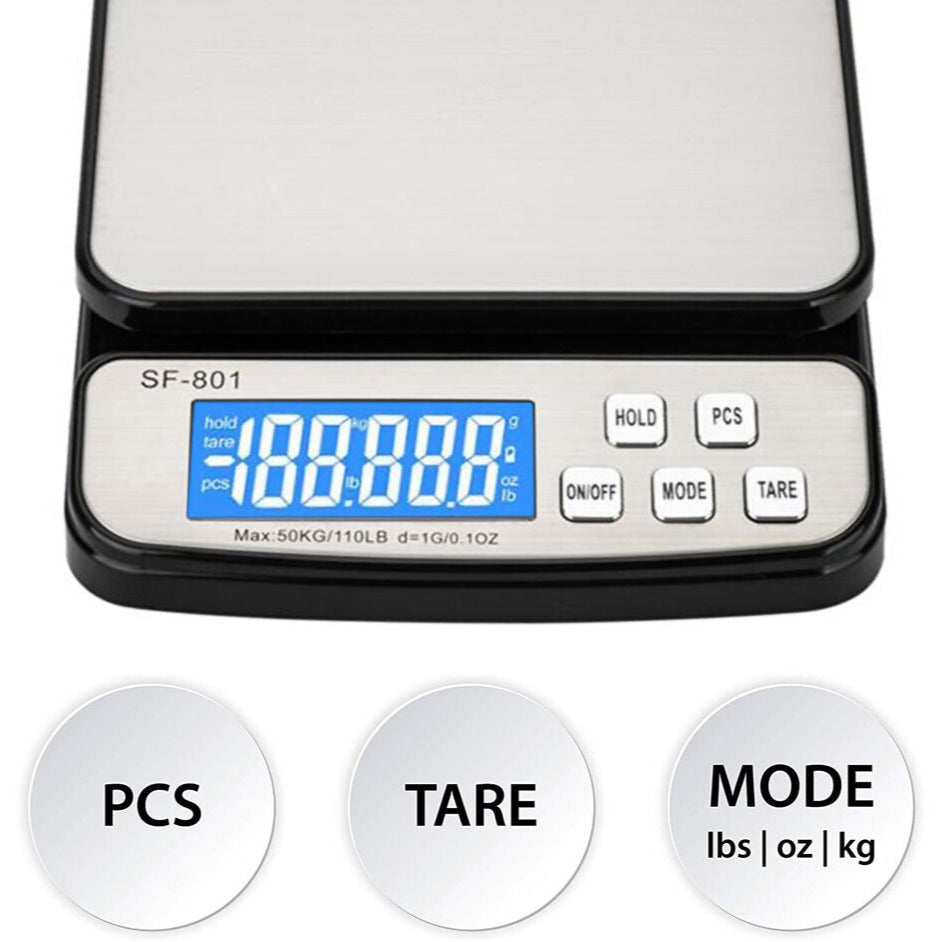 110 LBS x 1g Digital Portable Electronic Weighing Scale Postal Shipping Scale With AC Adapter For Kitchen, Home And Office