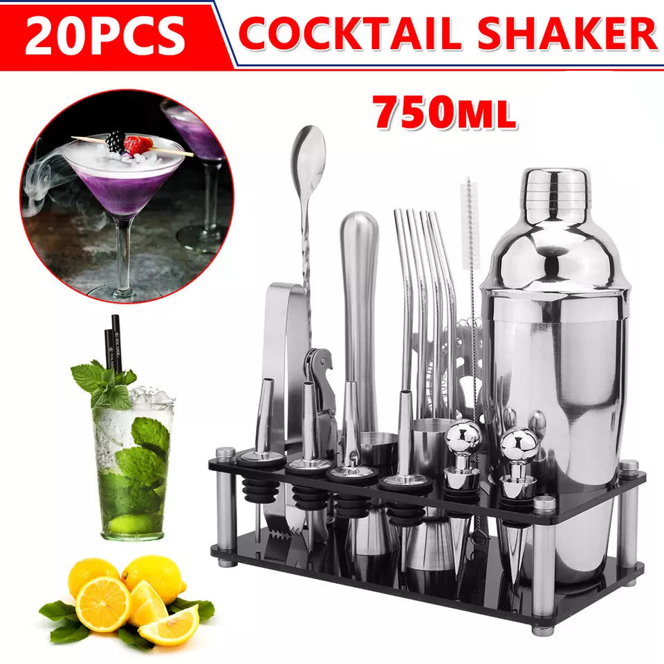 Cocktail Shaker Set Maker Mixer Bar Strainer Martini Spirits Bartender Stand Kit