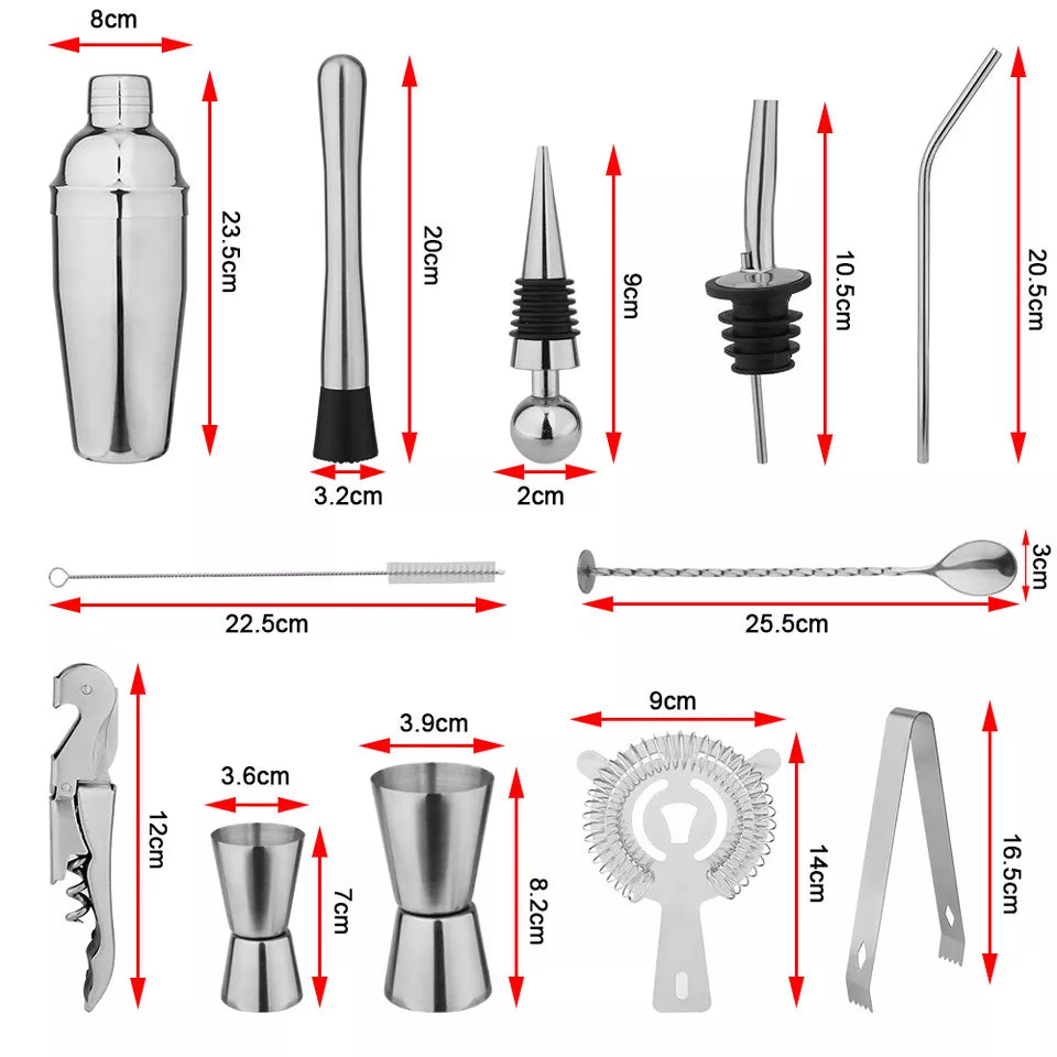 Cocktail Shaker Set Maker Mixer Bar Strainer Martini Spirits Bartender Stand Kit