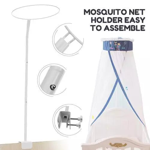 Mosquito Net + Clip-On Holder Set Baby Cot Netting Canopy Drape Stand Accessory