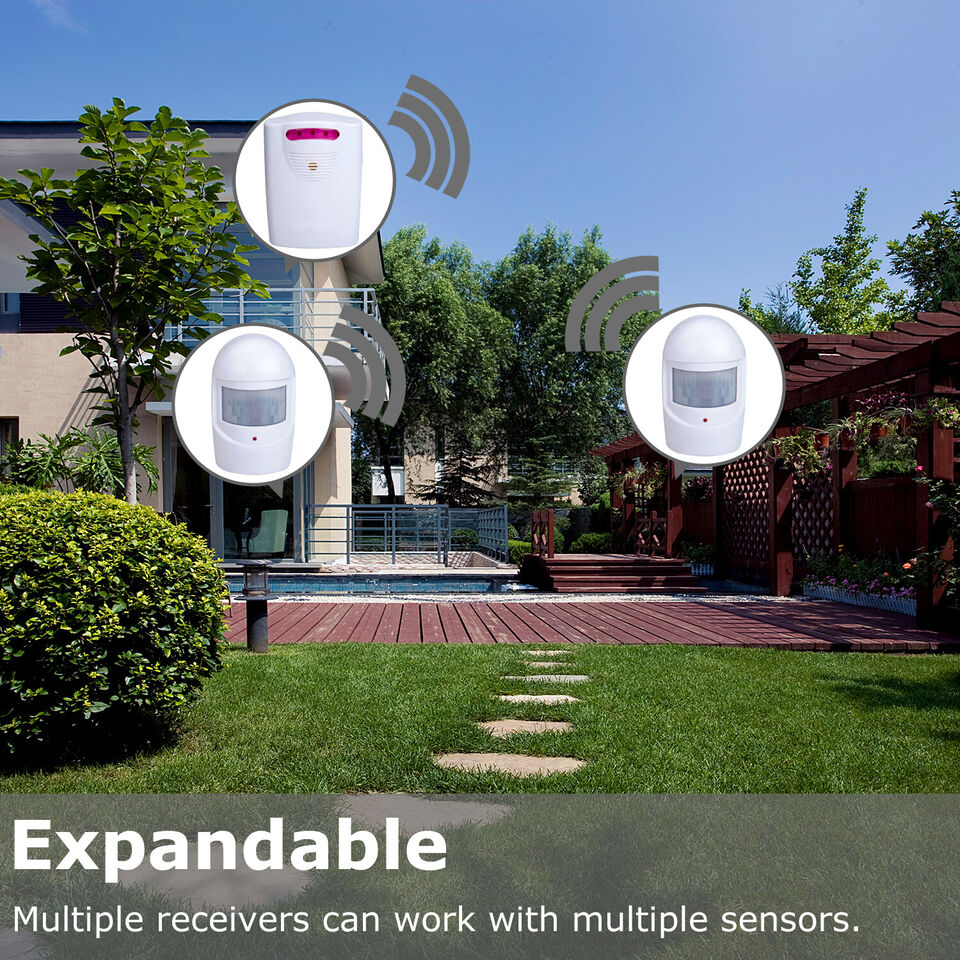 Wireless Infrared Motion Detector Sensor Alarm System Mini Motion Sensor Driveway Alert For Home, Garage, Outdoor Security
