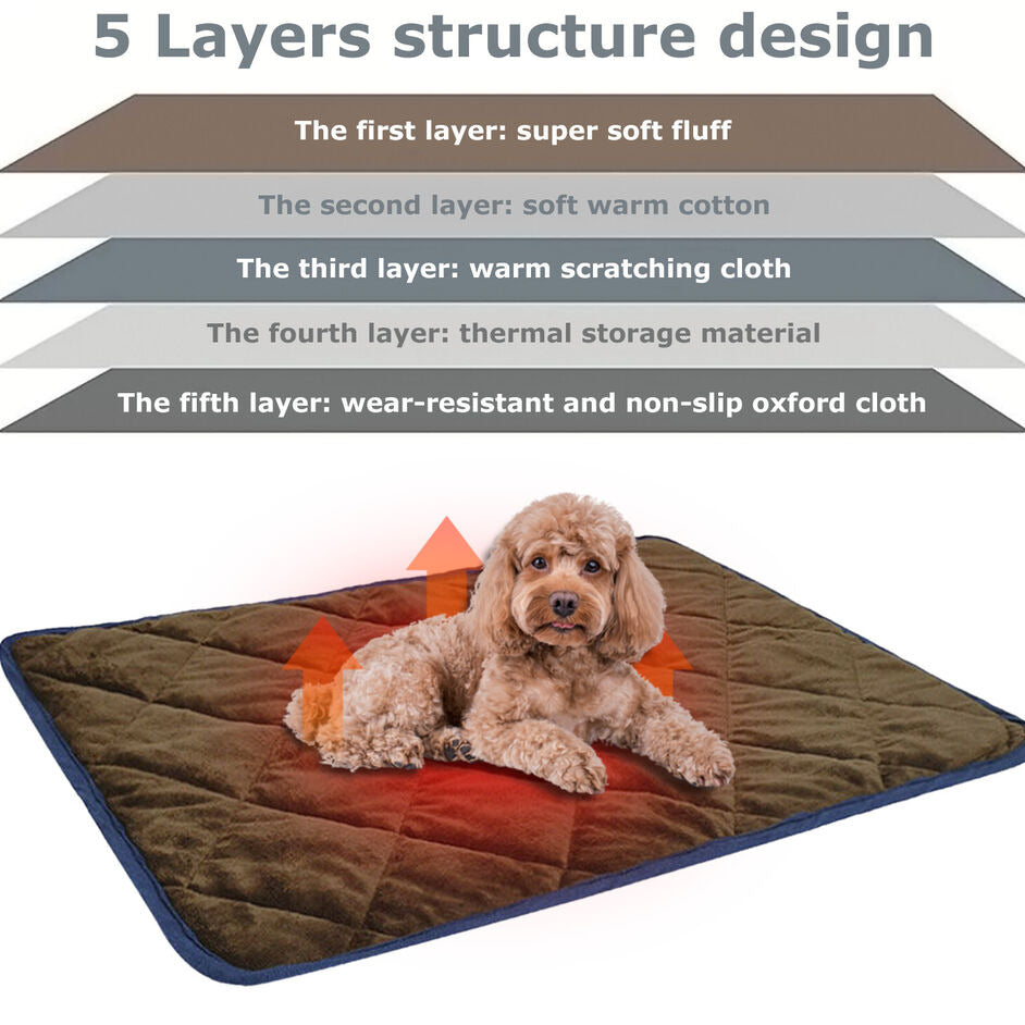 Pet Waterproof Thermal Soft Bed Floor Mat Blanket Self Warming Heating Hot Pad Pets Cat Dog Sofa Cushion House Non-Slip Rug For Indoor And Outdoor Use