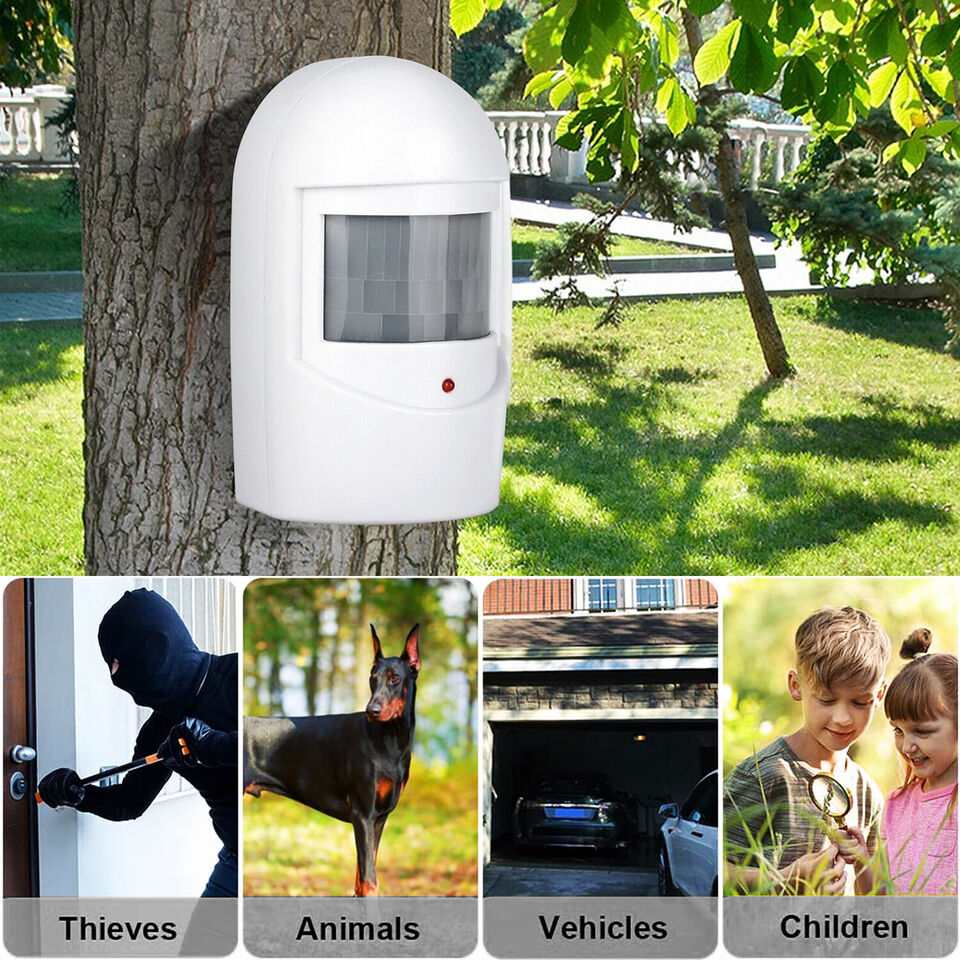 Wireless Infrared Motion Detector Sensor Alarm System Mini Motion Sensor Driveway Alert For Home, Garage, Outdoor Security