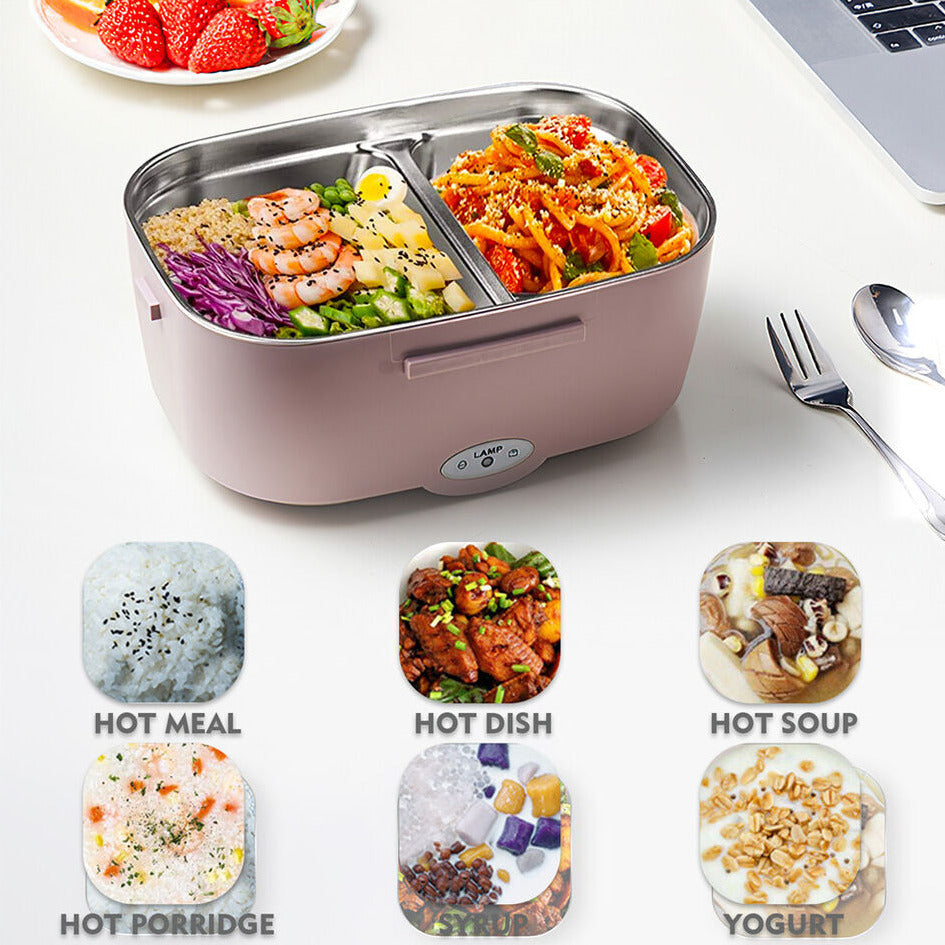 1.5L Portable Electric Heated Car Plug Heating Lunch Box Bento Fast Heating Food Warmer with Food Grade Stainless Steel Container