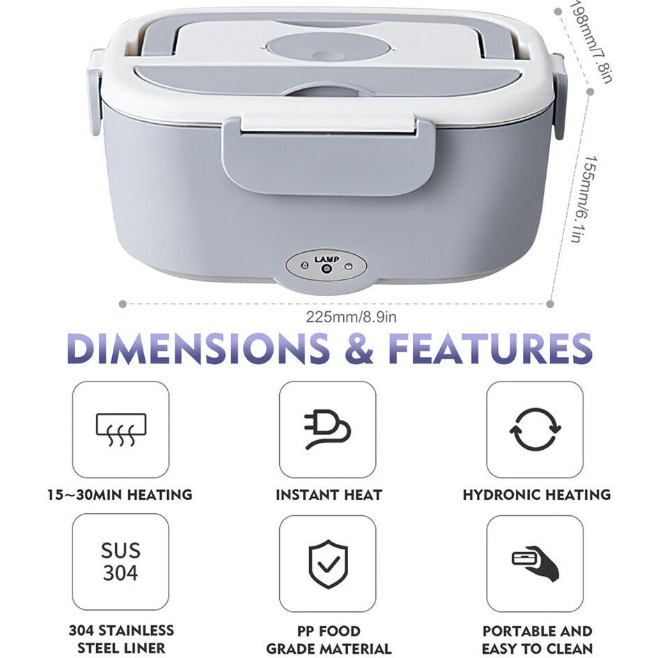 1.5L Portable Electric Heated Car Plug Heating Lunch Box Bento Fast Heating Food Warmer with Food Grade Stainless Steel Container