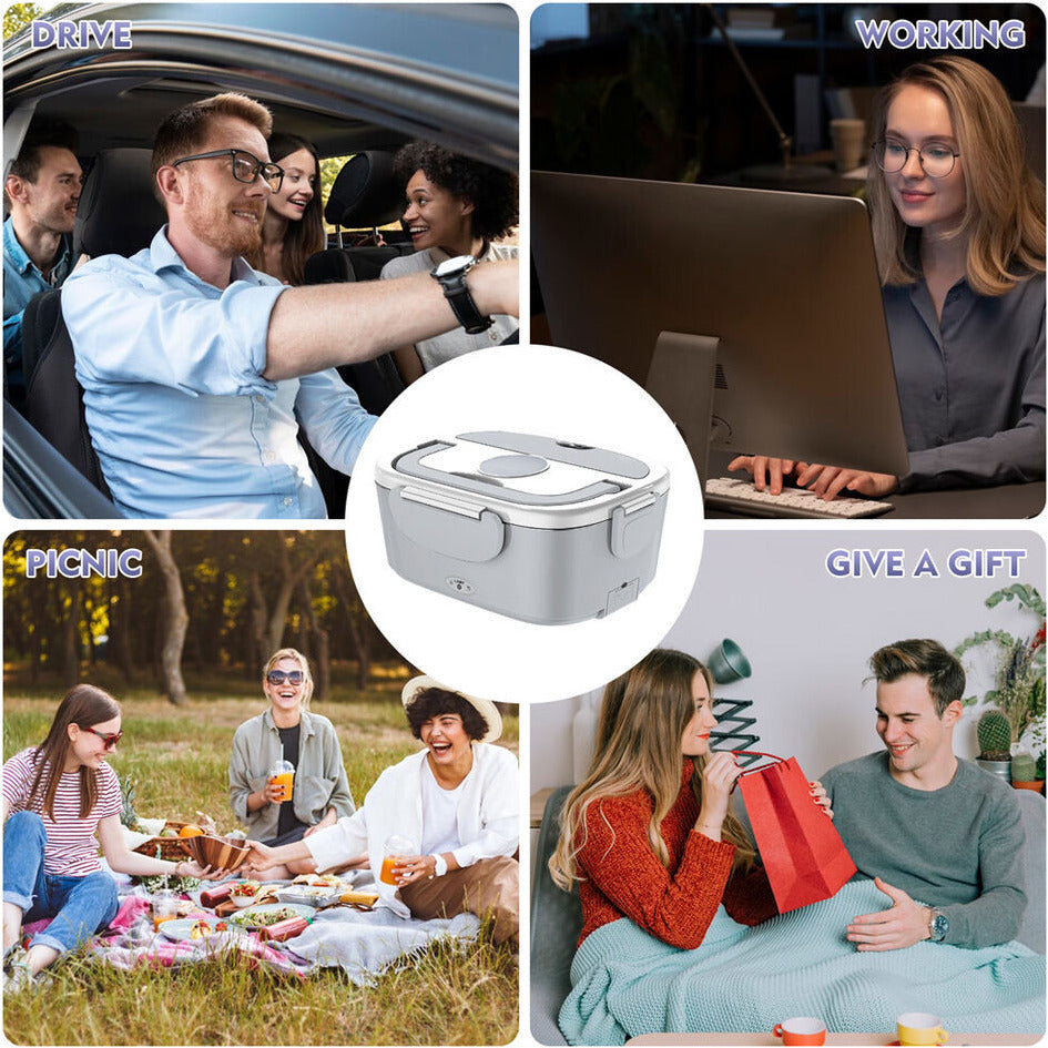 1.5L Portable Electric Heated Car Plug Heating Lunch Box Bento Fast Heating Food Warmer with Food Grade Stainless Steel Container