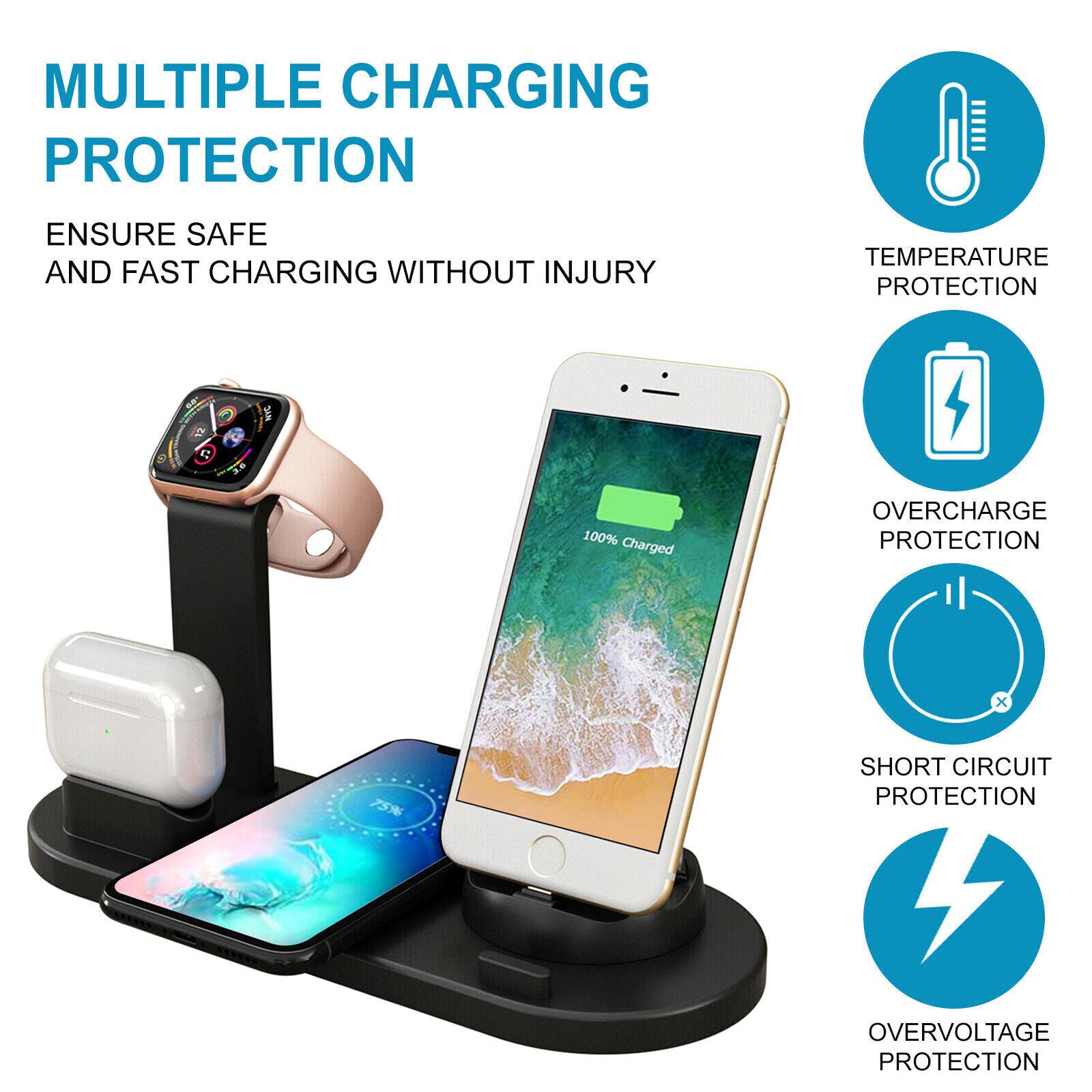 30W Wireless Fast Chargers Dock Charging Station 4 in 1 For Phone