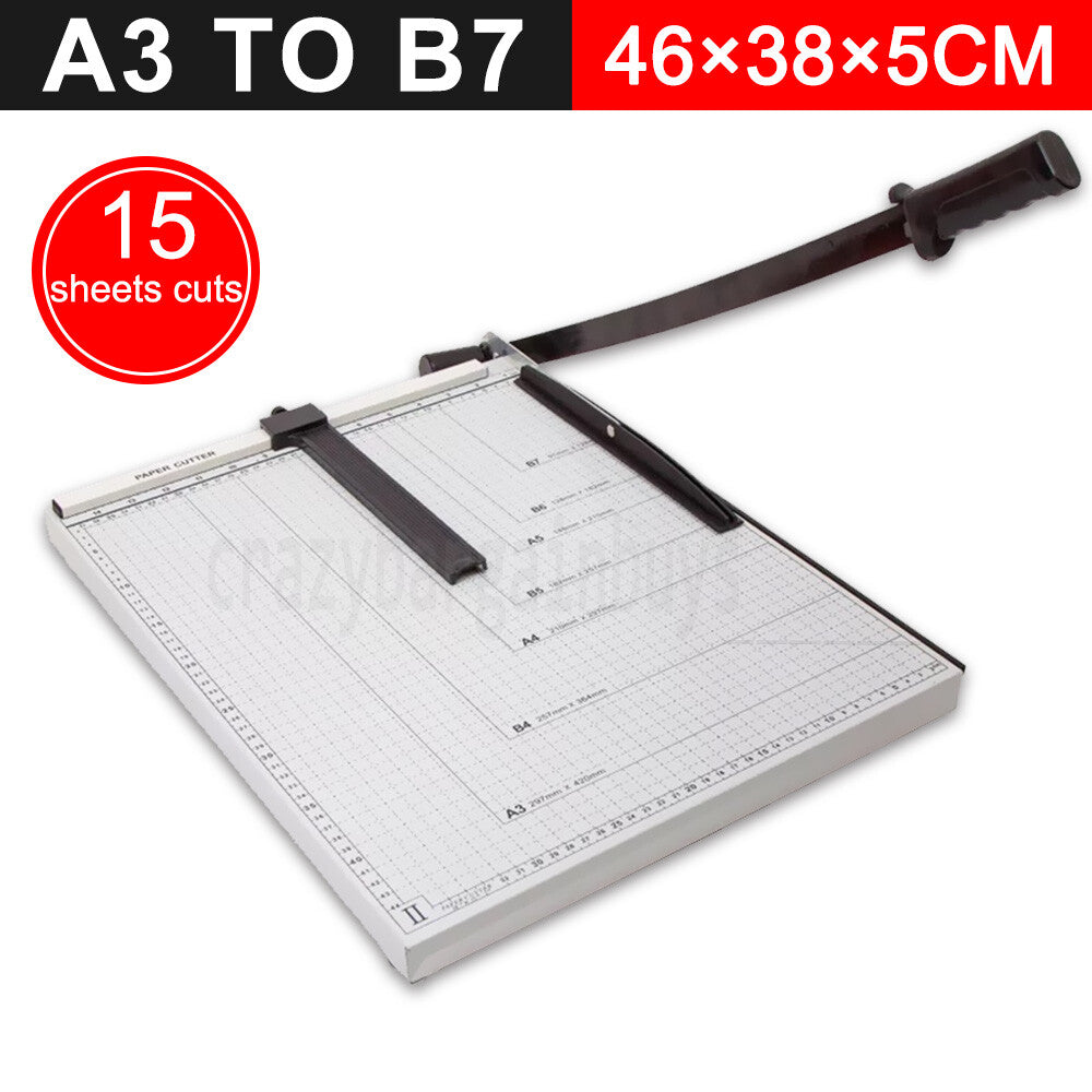 Premium Metal Paper Cutter A3 A4 B7 Photo Guillotine Page Trimmer 15Sheets Knife